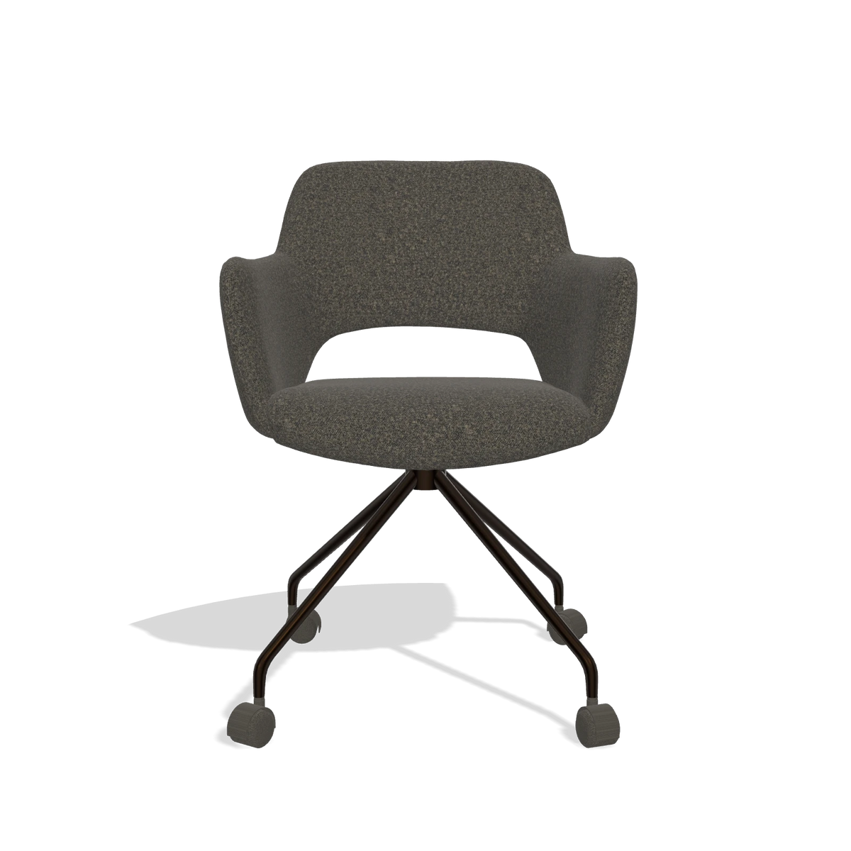 Esszimmerstuhl Jolly 6517 in Stoff Ascot Mouse (Schokobraun), Beine in Espresso, Vorderansicht