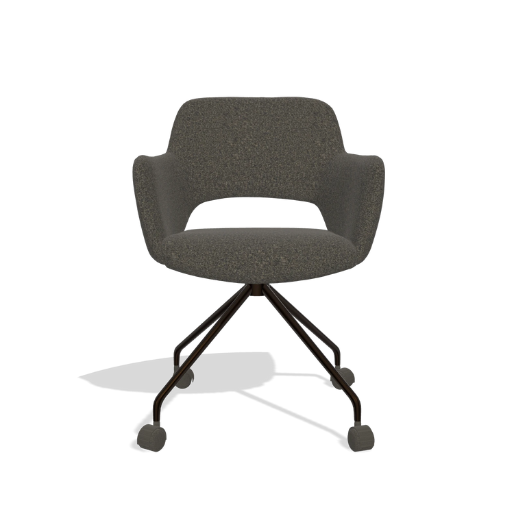 Esszimmerstuhl Jolly 6517 in Stoff Ascot Mouse (Schokobraun), Beine in Espresso, Vorderansicht