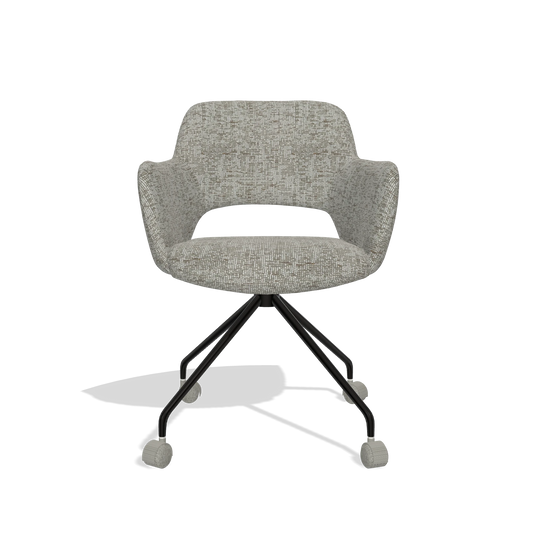 Dining Chair Jolly 6517 in Be Fine 120 fabric (grey), black legs, front view