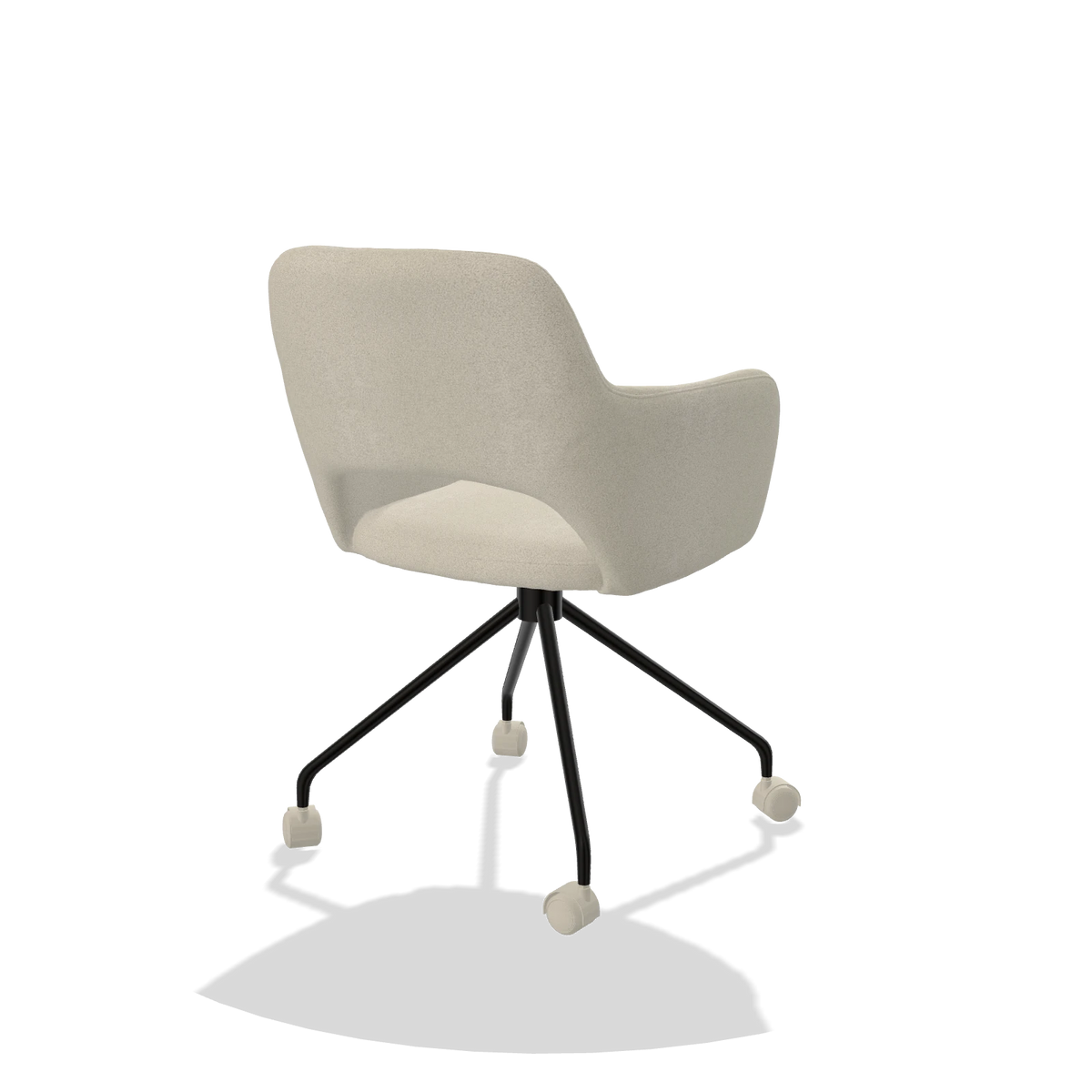 Sedia da pranzo Jolly 6517 in tessuto Boogie 84 (grigio chiaro), gambe in nero, vista posteriore angolata