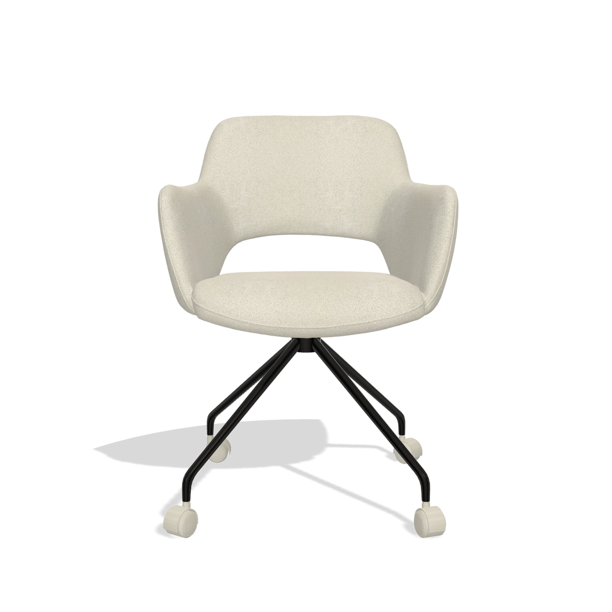 Sedia da pranzo Jolly 6517 in tessuto Boogie 84 (grigio chiaro), gambe in nero, vista frontale