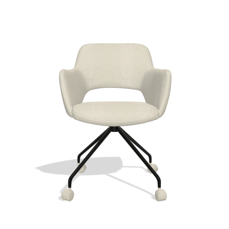 Sedia da pranzo Jolly 6517 in tessuto Boogie 84 (grigio chiaro), gambe in nero, vista frontale