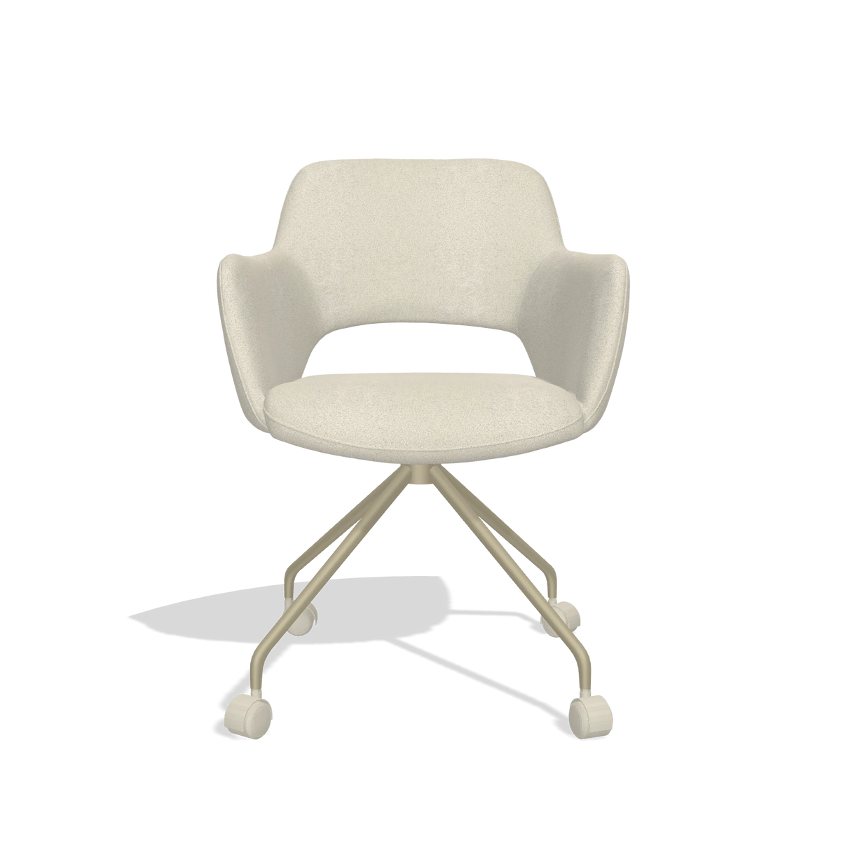 Sedia da pranzo Jolly 6517 in tessuto Boogie 84 (grigio chiaro), gambe in champagne, vista frontale