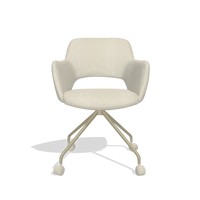Sedia da pranzo Jolly 6517 in tessuto Boogie 84 (grigio chiaro), gambe in champagne, vista frontale