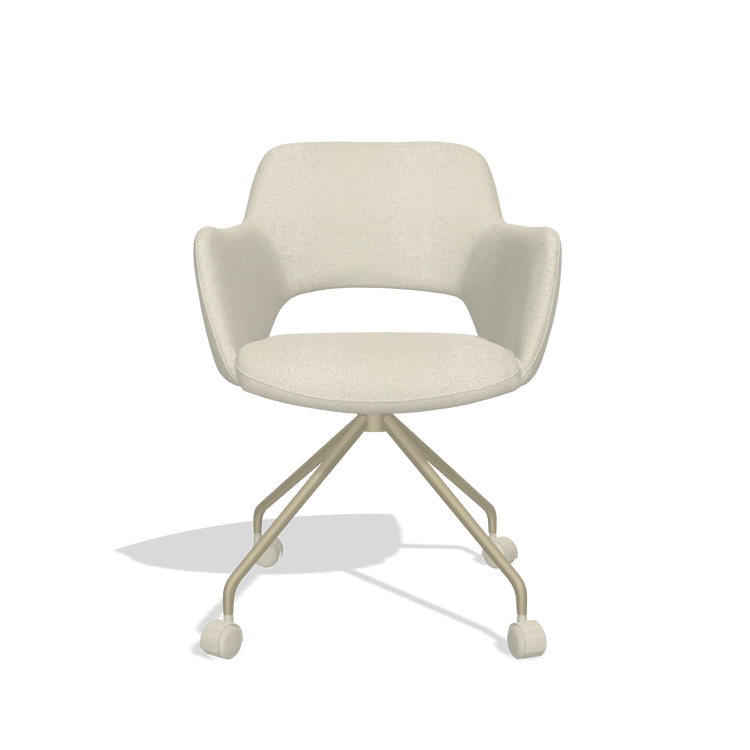 Sedia da pranzo Jolly 6517 in tessuto Boogie 84 (grigio chiaro), gambe in champagne, vista frontale