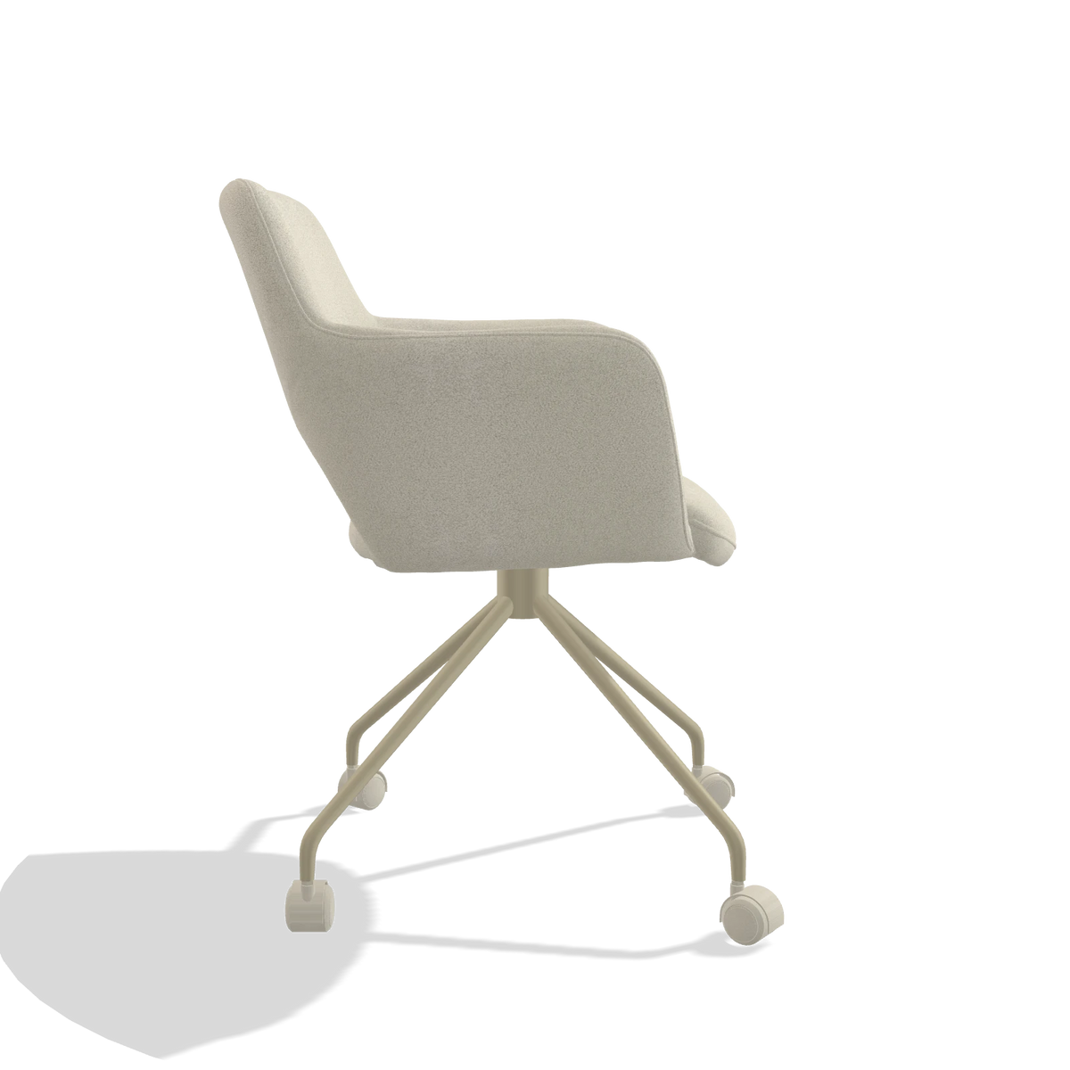 Sedia da pranzo Jolly 6517 in tessuto Boogie 84 (grigio chiaro), gambe in champagne, vista laterale
