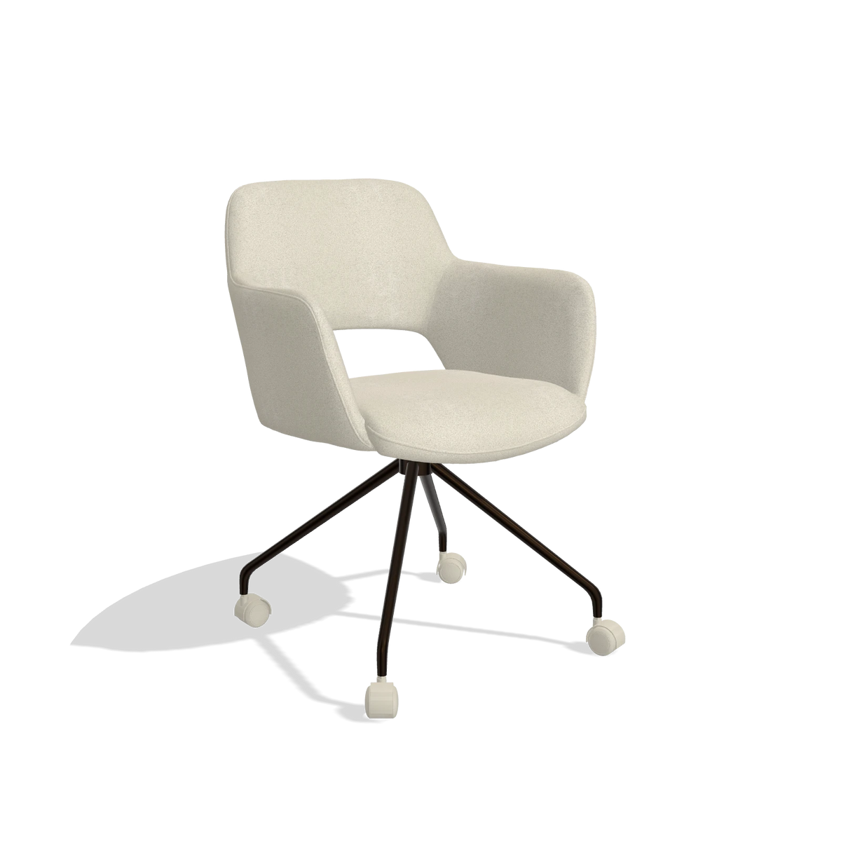 Sedia da pranzo Jolly 6517 in tessuto Boogie 84 (grigio chiaro), gambe in espresso, vista angolata