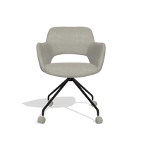Chaise de salle à manger Jolly 6517 en tissu Glory 01 (grège), pieds en noir, vue de face