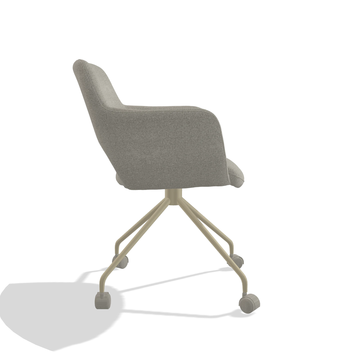 Chaise de salle à manger Jolly 6517 en tissu Glory 01 (grège), pieds en champagne, vue de profil