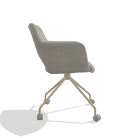 Chaise de salle à manger Jolly 6517 en tissu Glory 01 (grège), pieds en champagne, vue de profil