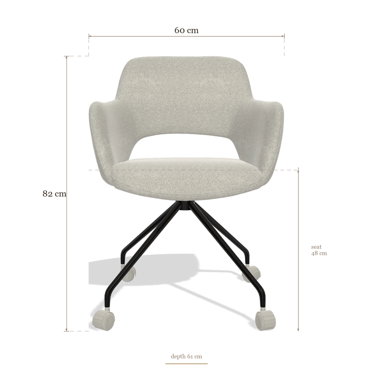 Chaise de salle à manger Jolly 6517, dimensions 60 x 61 x 82 cm