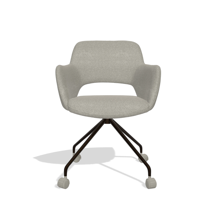 Chaise de salle à manger Jolly 6517 en tissu Glory 01 (grège), pieds en espresso, vue de face