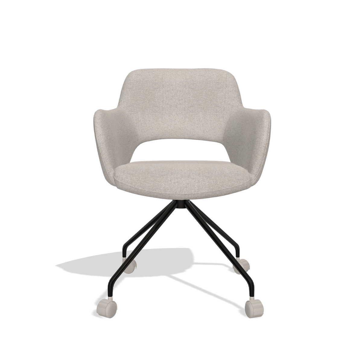 Silla de comedor Jolly 6517 en tela Glory 196 (rosa palo), patas en negro, vista frontal