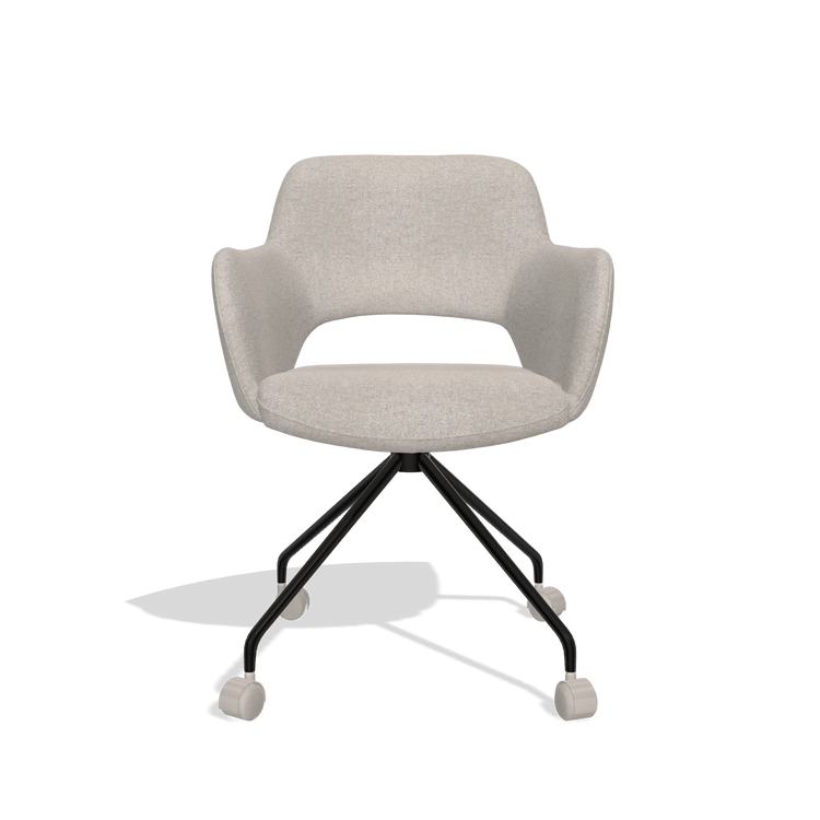 Silla de comedor Jolly 6517 en tela Glory 196 (rosa palo), patas en negro, vista frontal