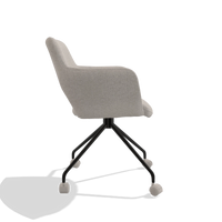 Silla de comedor Jolly 6517 en tela Glory 196 (rosa palo), patas en negro, vista lateral