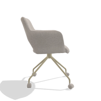 Silla de comedor Jolly 6517 en tela Glory 196 (rosa palo), patas en champán, vista lateral