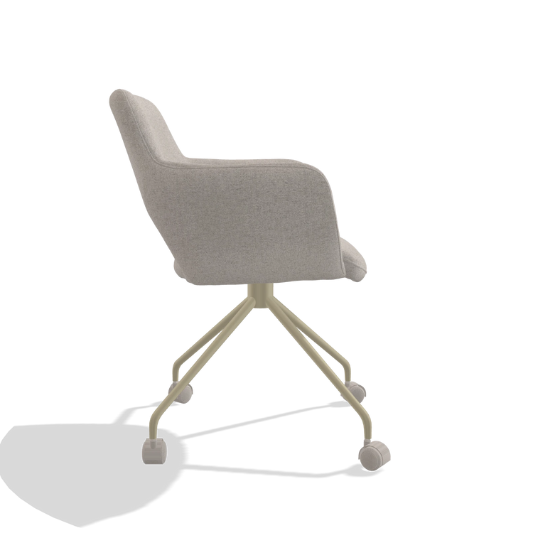 Silla de comedor Jolly 6517 en tela Glory 196 (rosa palo), patas en champán, vista lateral