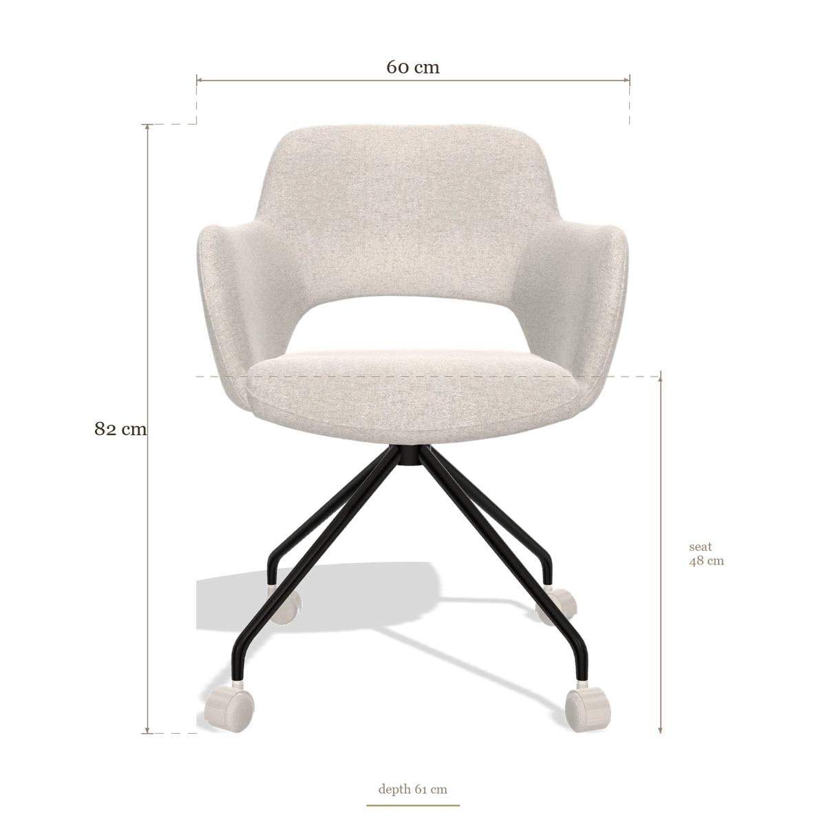 Silla de comedor Jolly 6517, medidas 60 x 61 x 82 cm