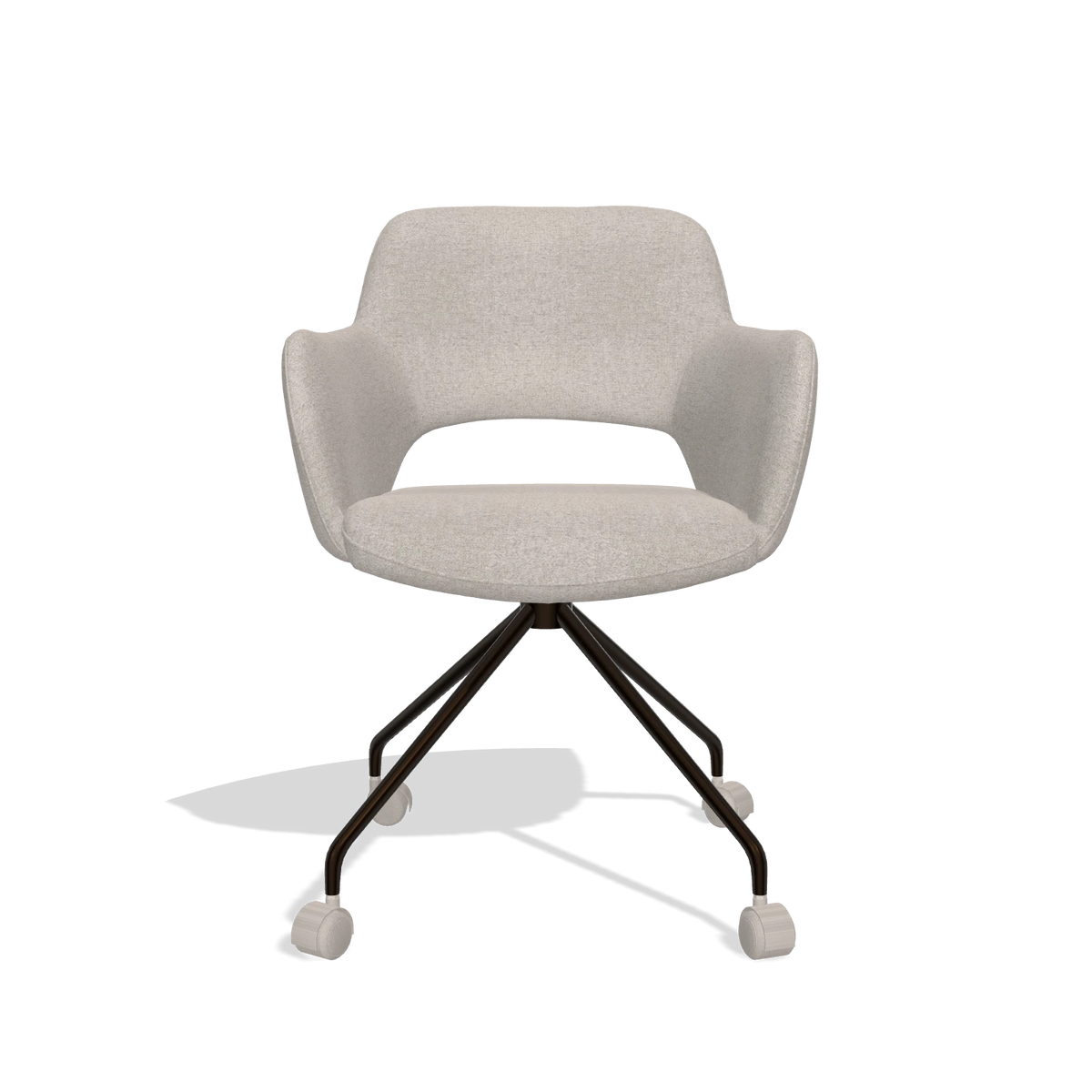 Silla de comedor Jolly 6517 en tela Glory 196 (rosa palo), patas en espresso, vista frontal
