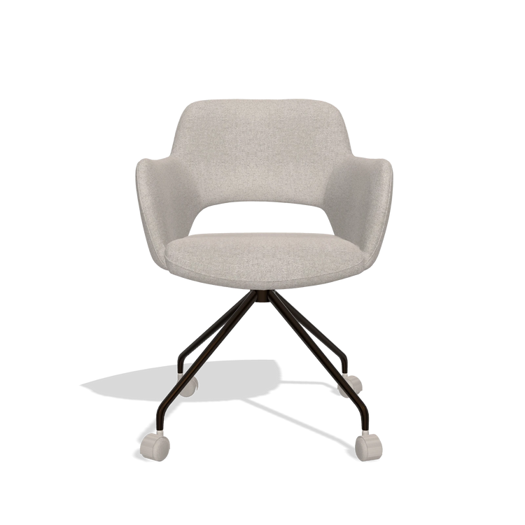 Silla de comedor Jolly 6517 en tela Glory 196 (rosa palo), patas en espresso, vista frontal