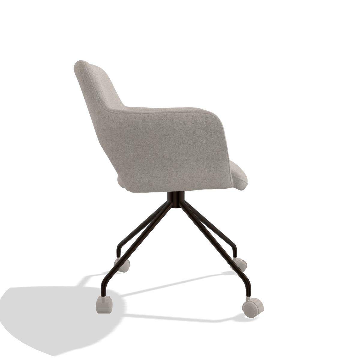 Silla de comedor Jolly 6517 en tela Glory 196 (rosa palo), patas en espresso, vista lateral
