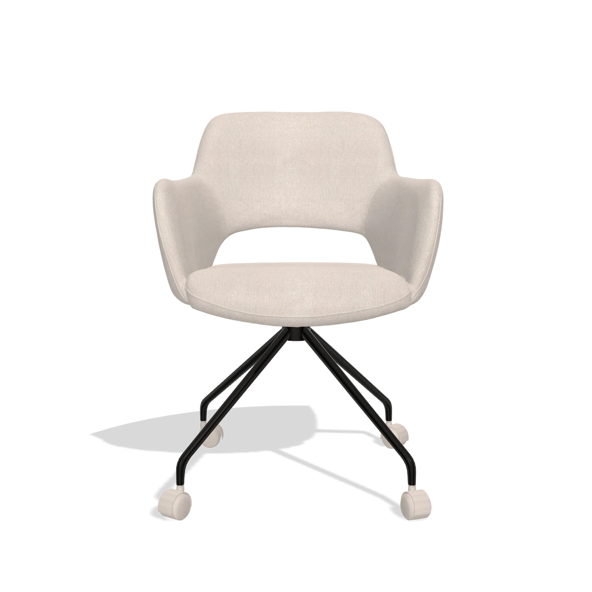 Chaise de salle à manger Jolly 6517 en tissu Guard 01 (gris clair), pieds en noir, vue de face