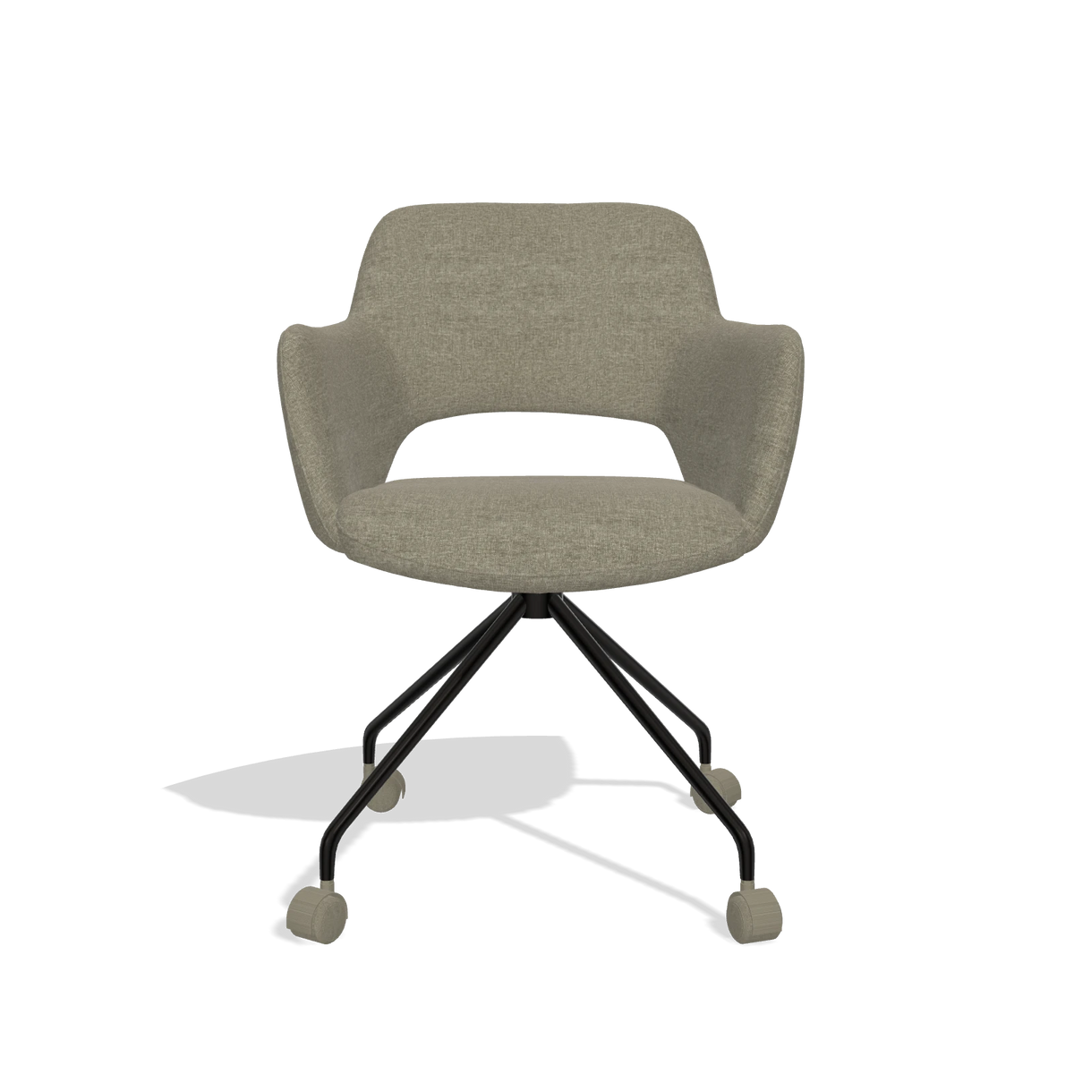 Esszimmerstuhl Jolly 6517 in Stoff Guard 193 (Taupe), Beine in Schwarz, Vorderansicht