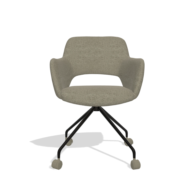 Esszimmerstuhl Jolly 6517 in Stoff Guard 193 (Taupe), Beine in Schwarz, Vorderansicht