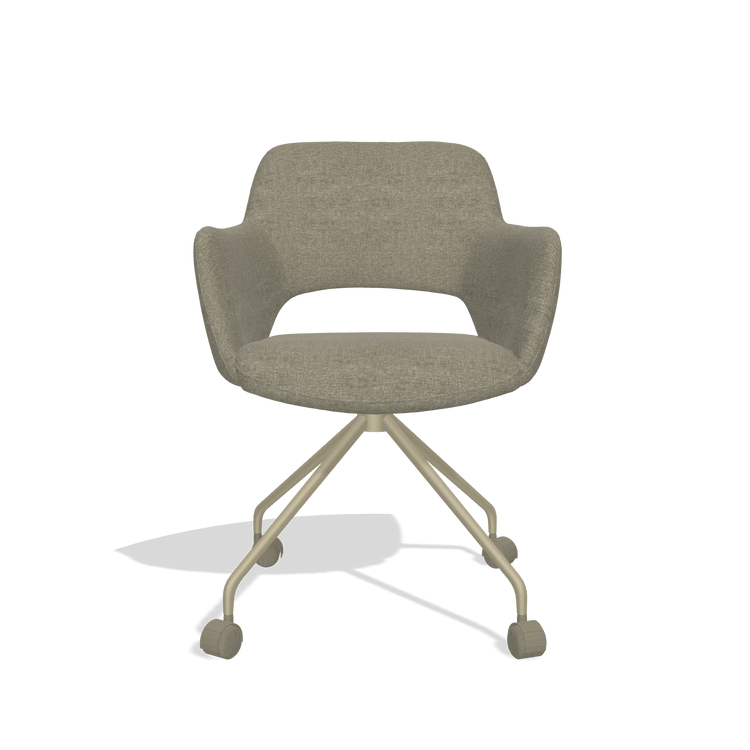 Esszimmerstuhl Jolly 6517 in Stoff Guard 193 (Taupe), Beine in Champagner, Vorderansicht