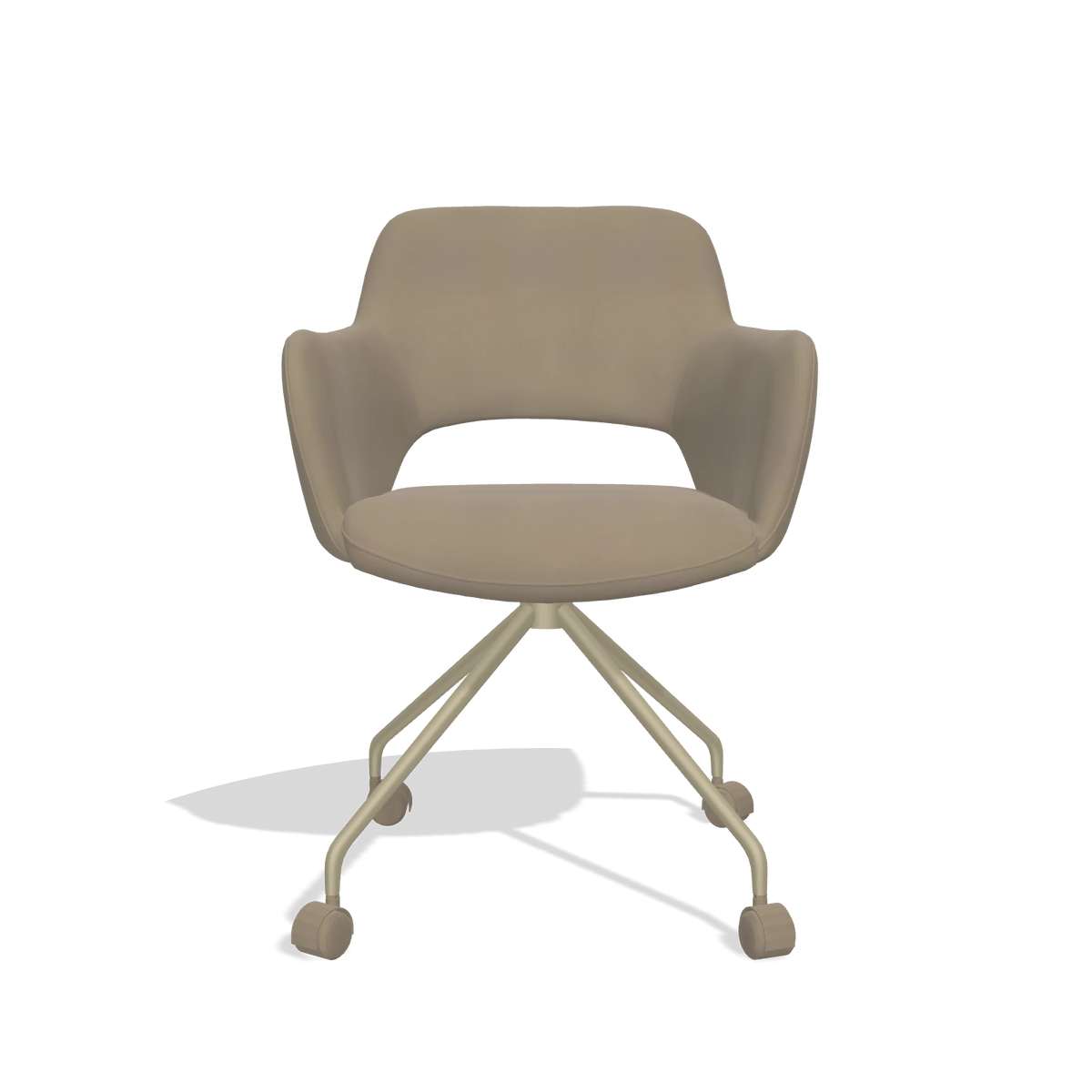 Dining Chair Jolly 6517 in Leather A824 (sage), champagne legs, front view