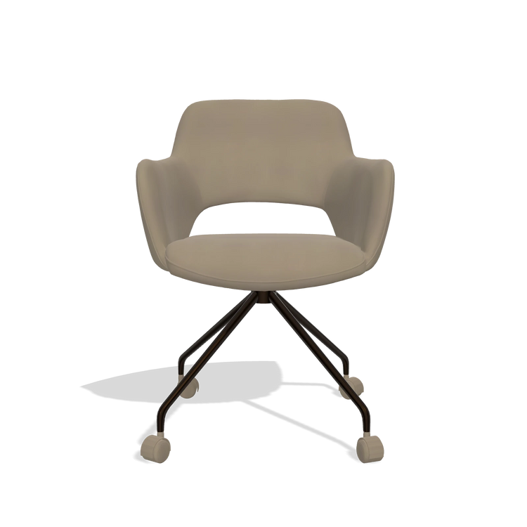 Dining Chair Jolly 6517 in Leather A824 (sage), espresso legs, front view