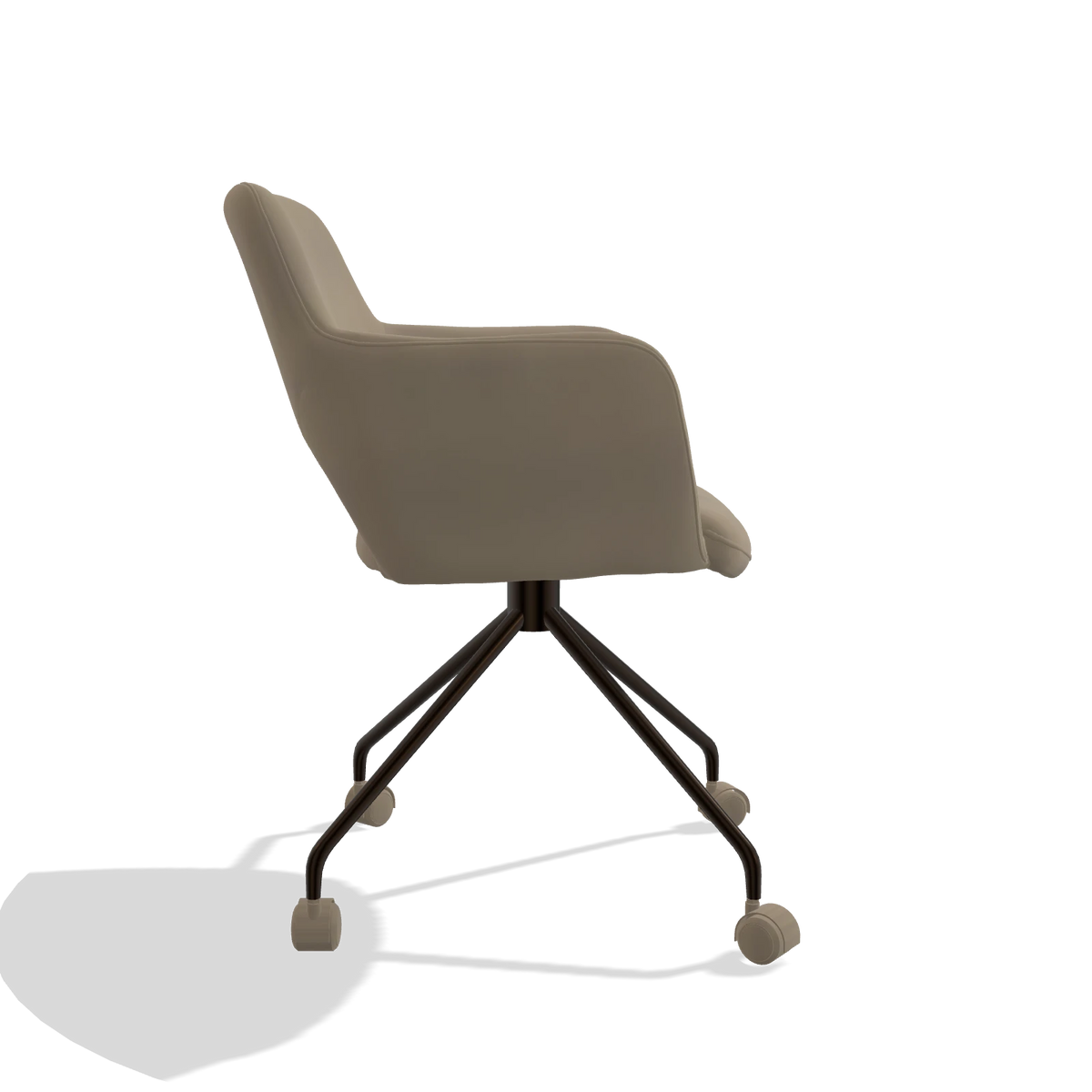 Dining Chair Jolly 6517 in Leather A824 (sage), espresso legs, side view
