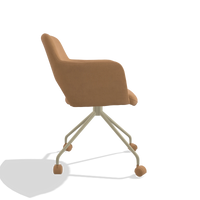 Sedia da pranzo Jolly 6517 in Pelle B401 (senape), gambe in champagne, vista laterale