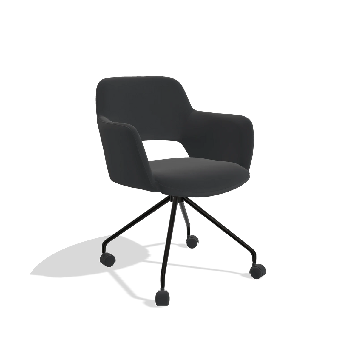 Dining Chair Jolly 6517 in Leather B500 (black), black legs, angled view