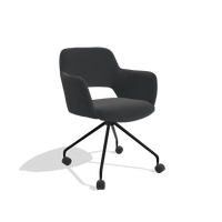 Dining Chair Jolly 6517 in Leather B500 (black), black legs, angled view