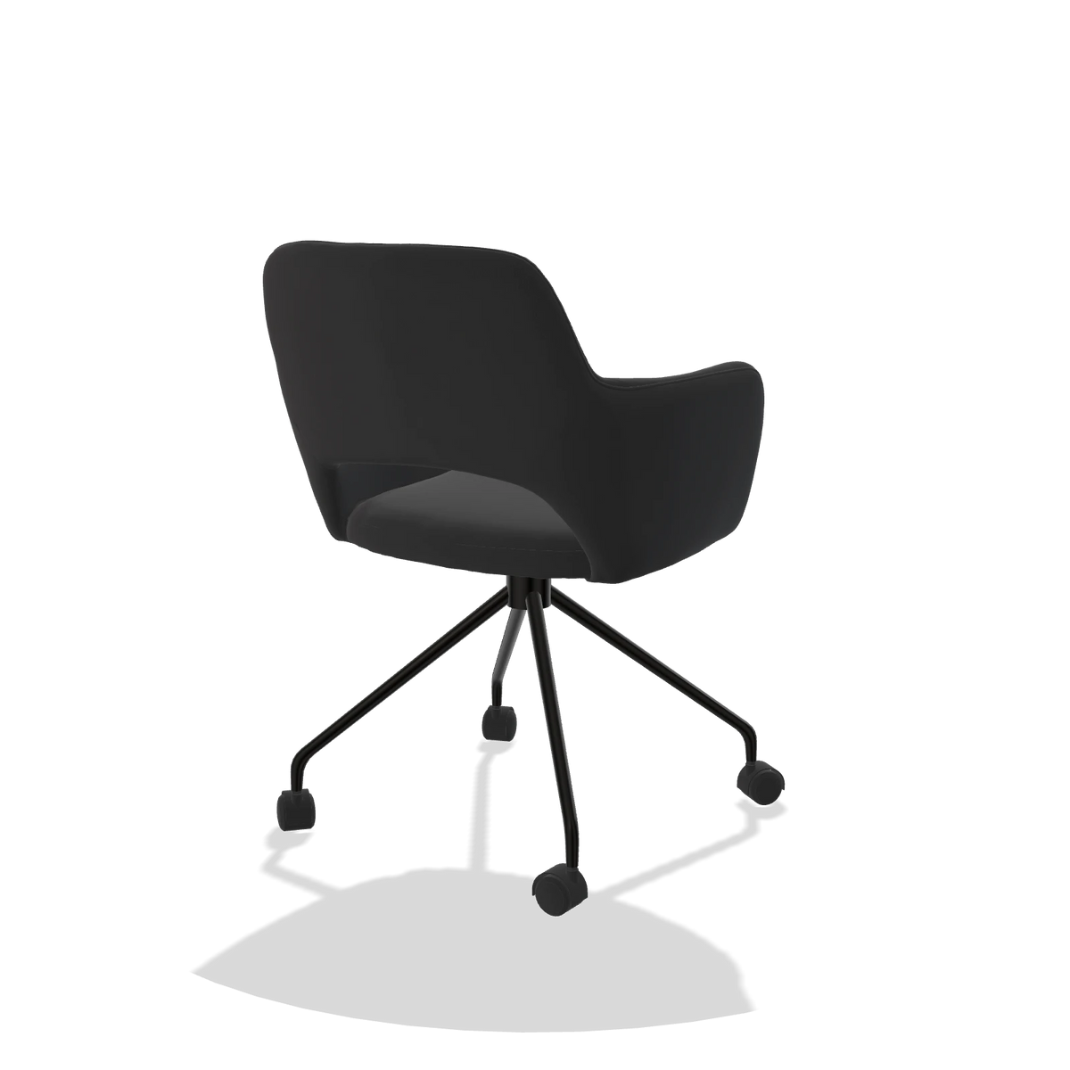 Dining Chair Jolly 6517 in Leather B500 (black), black legs, back angled view