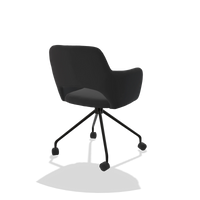 Dining Chair Jolly 6517 in Leather B500 (black), black legs, back angled view