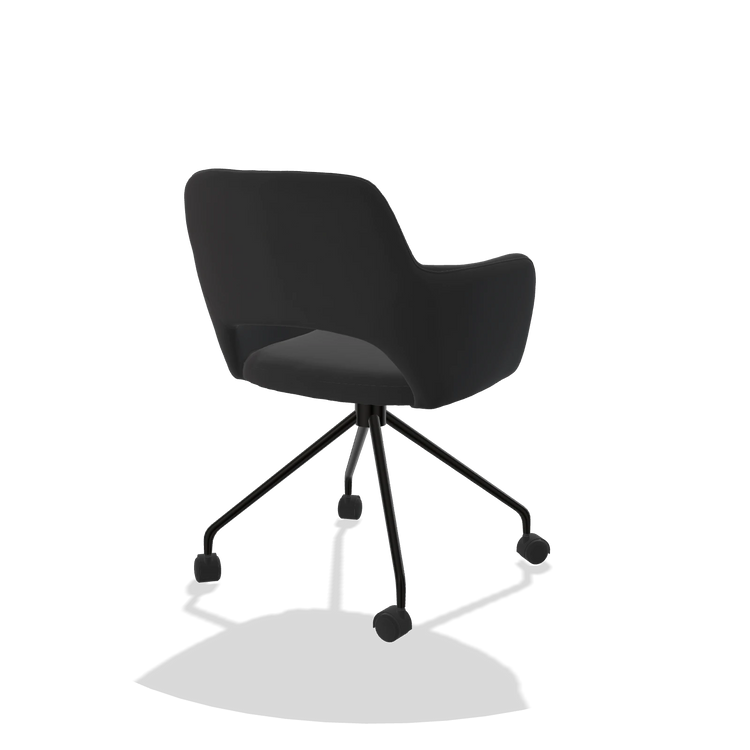 Dining Chair Jolly 6517 in Leather B500 (black), black legs, back angled view