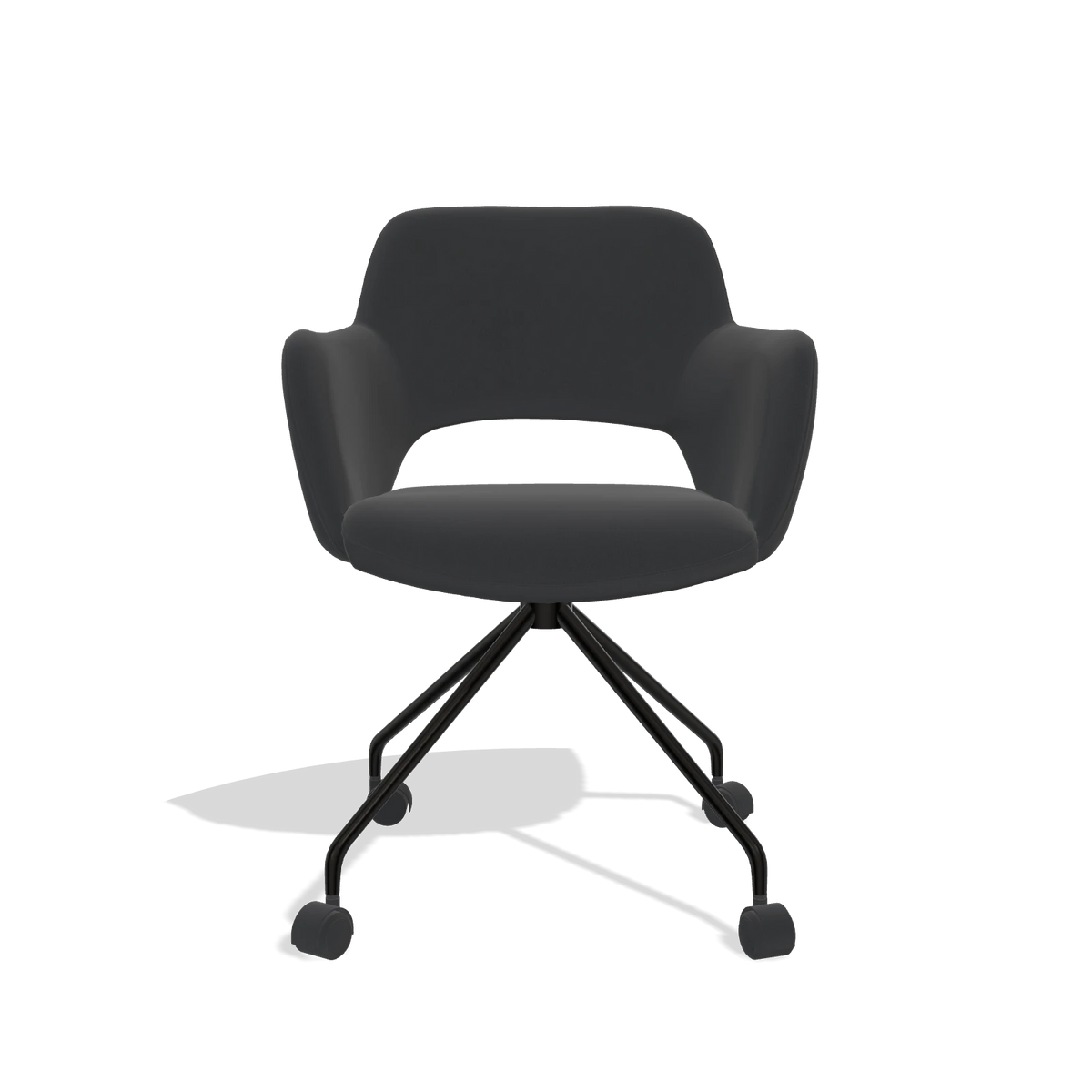 Dining Chair Jolly 6517 in Leather B500 (black), black legs, front view