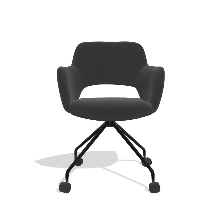 Dining Chair Jolly 6517 in Leather B500 (black), black legs, front view