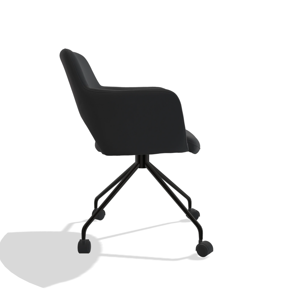 Dining Chair Jolly 6517 in Leather B500 (black), black legs, side view
