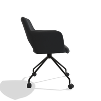 Dining Chair Jolly 6517 in Leather B500 (black), black legs, side view