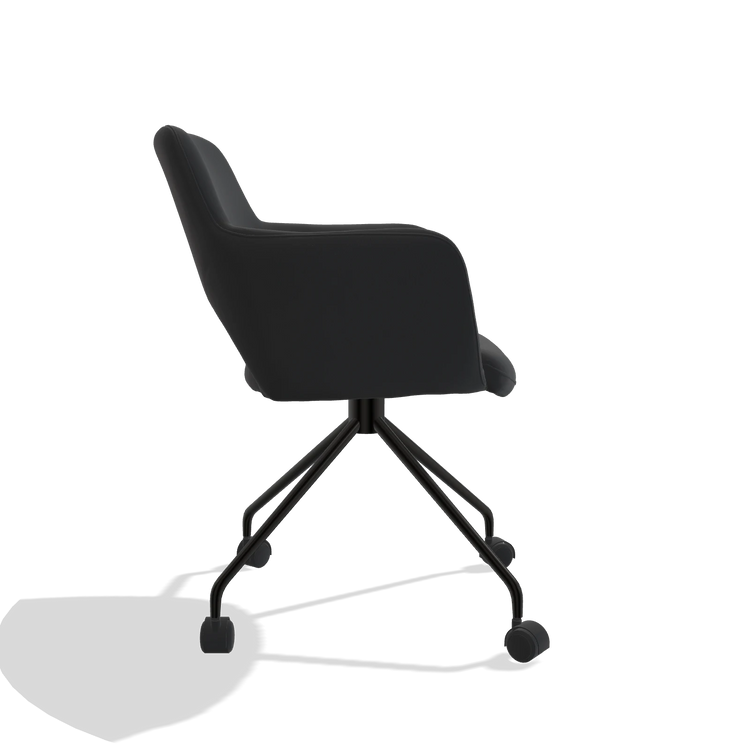 Dining Chair Jolly 6517 in Leather B500 (black), black legs, side view