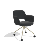 Dining Chair Jolly 6517 in Leather B500 (black), champagne legs, angled view