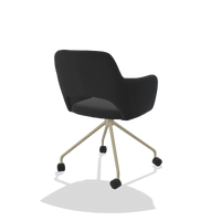 Dining Chair Jolly 6517 in Leather B500 (black), champagne legs, back angled view