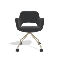 Dining Chair Jolly 6517 in Leather B500 (black), champagne legs, front view