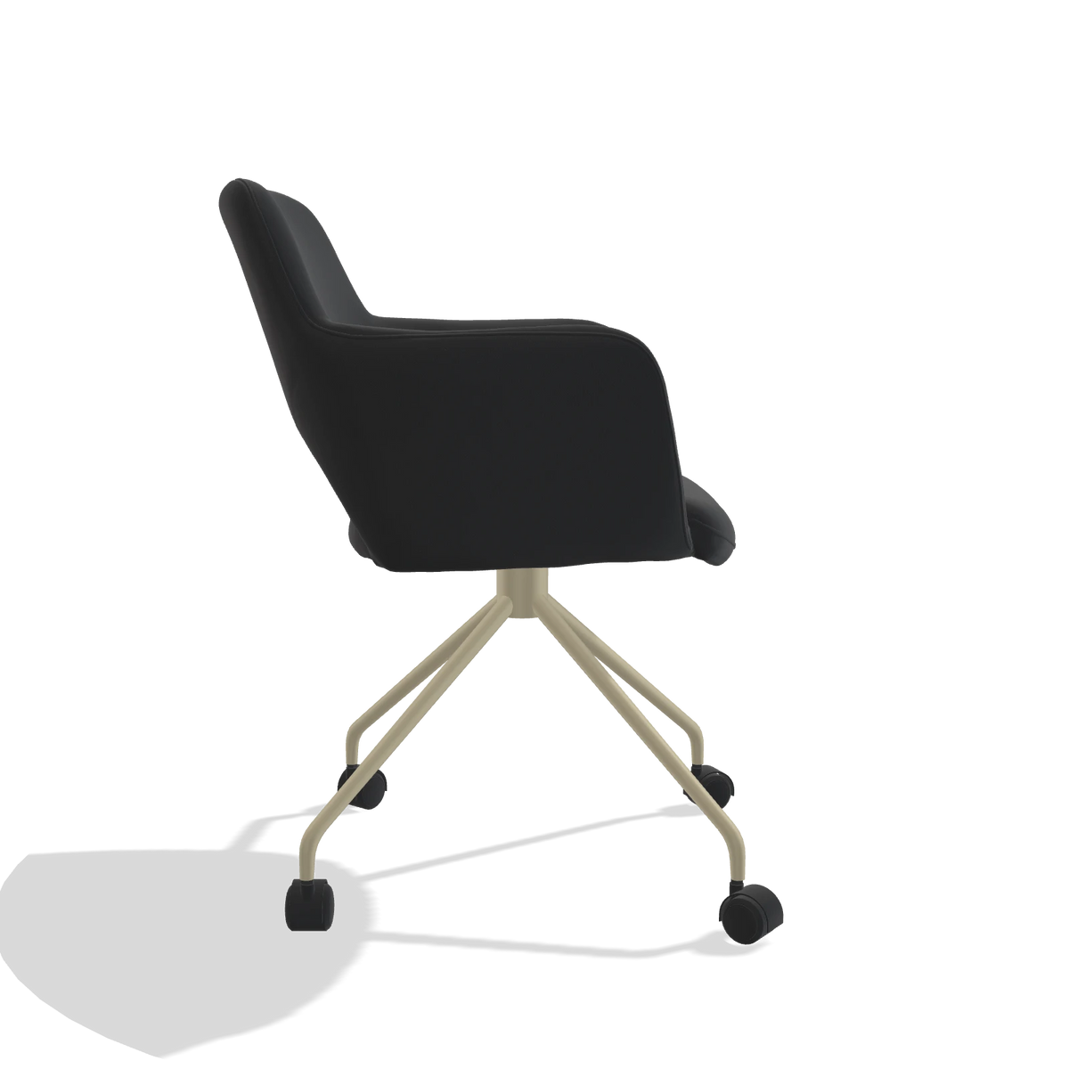 Dining Chair Jolly 6517 in Leather B500 (black), champagne legs, side view