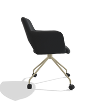 Dining Chair Jolly 6517 in Leather B500 (black), champagne legs, side view