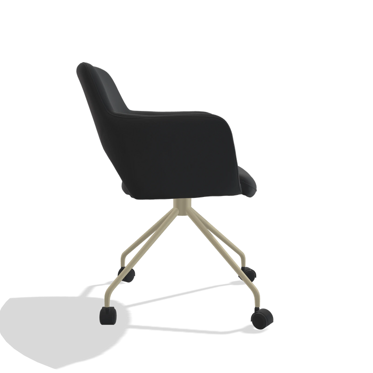 Dining Chair Jolly 6517 in Leather B500 (black), champagne legs, side view