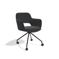 Dining Chair Jolly 6517 in Leather B500 (black), espresso legs, angled view